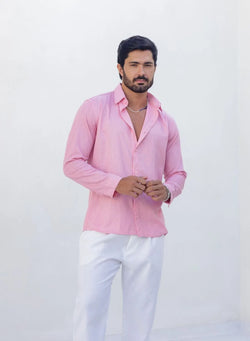 CAMISA CAMBRAIA DE LINHO ROSA