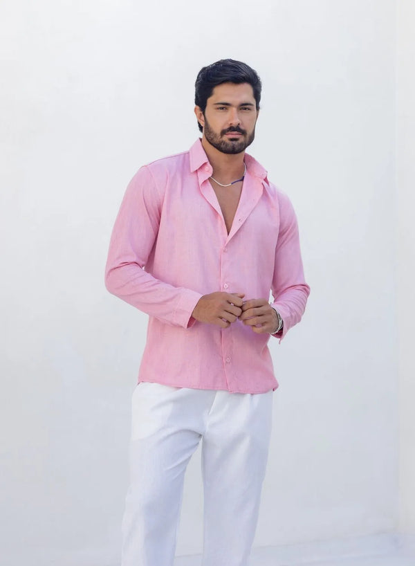 CAMISA CAMBRAIA DE LINHO ROSA